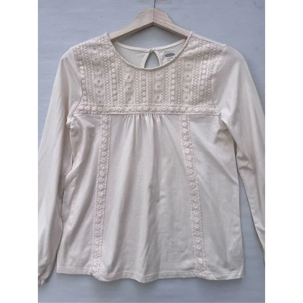 Old Navy Lace-Trim Long-Sleeve Jersey Top for Girls size XL(14-16)